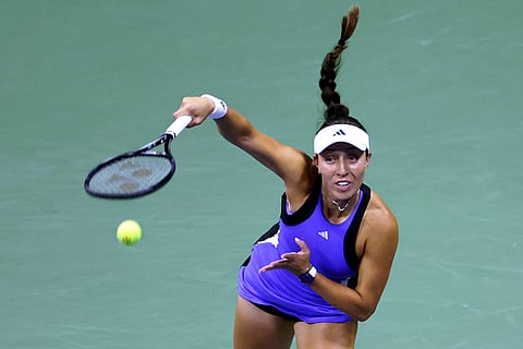 US Open tennis 2024: Jessica Pegula, of the United States, serves to Iga Świątek